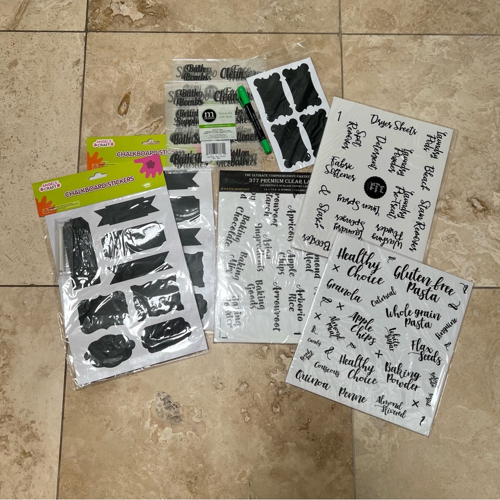 Stickers Bundle Set Angels Craft Pantry Laundry‎ Bath Labels Chalkboard Organize